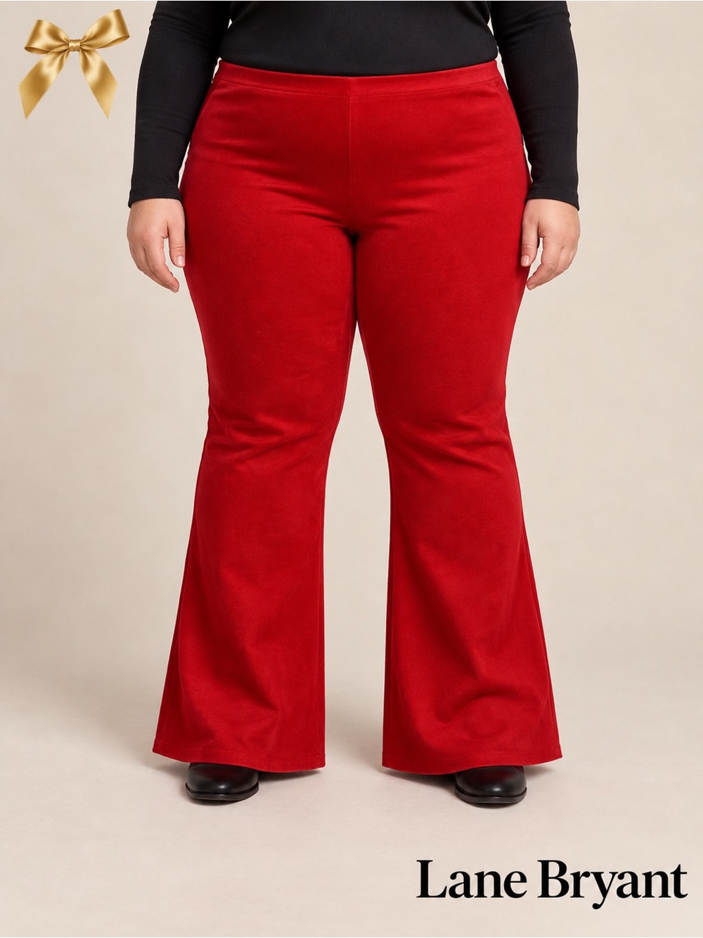 Lane Bryant Red Velvet Flare Trousers Women’s Plus Size 28 Mid Rise